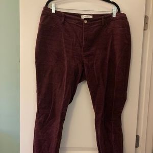 Ellen Tracy plum corduroy straight leg pants